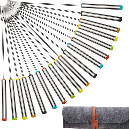 18 Pcs 9.5 Inch Fondue Forks with Heat Resistant Handle Stainless Steel Fondue Sticks for Cheese Pot Chocolate Roast Marshmallows Meat