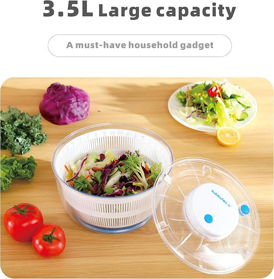 Electric Round Salad Spinner 4Qt – Hands-Free Drying with Large Capacity, Stable Balanced Spinning for Crisp Greens