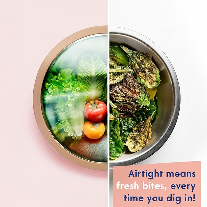 Ziruma Non-Toxic Mixing Bowls with Lids Set, Stainless Steel & Glass, 5 Pcs Plastic Free Bowls with Silicone Non-Slip Base, Dishwasher Safe Mixing Bowl Set