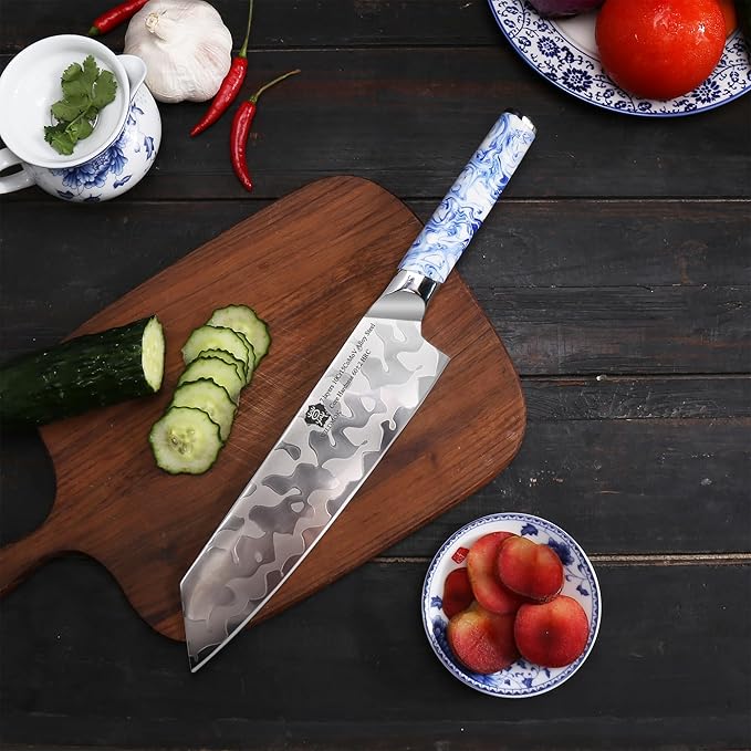 WILDMOK Kiritsuke Knife 8.5 Inch, Japanese Kitchen Chef Knives - 7 Layer Alloy Steel Fish Slicing Knife with Resin Handle - Qing Series