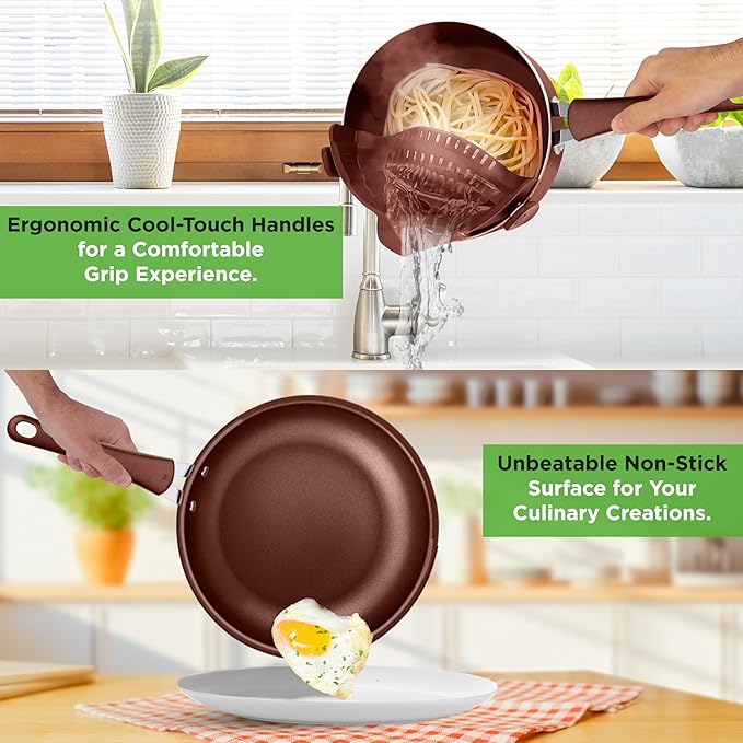 NutriChef Kitchenware Pots & Pans Set – High-qualified Basic Kitchen Cookware Set, Non-Stick (20-Piece Set)