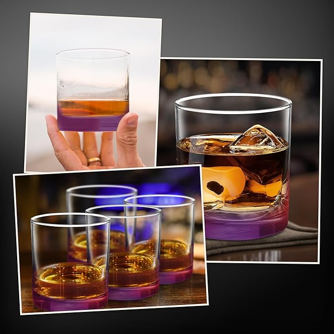 DISCOUNT PROMOS Lexington Rocks Whiskey Glass 10.5 oz, Set of 12, Bulk Pack - Perfect for Scotch, Bourbon, Whiskey, Cocktail - Purple