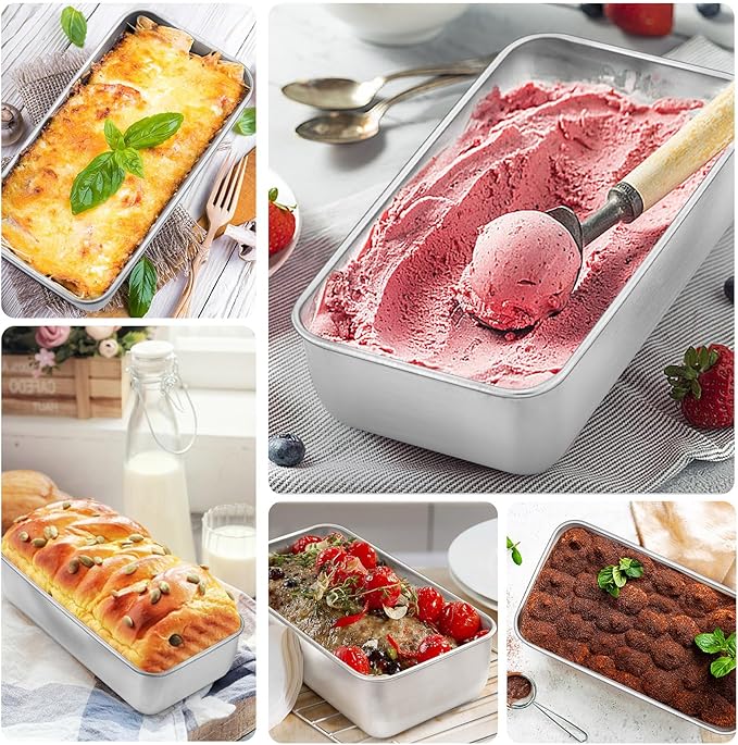 Onader 9 x 5 Bread Loaf Pans, Stainless Steel Deep Meatloaf Pan for Baking Set of 4