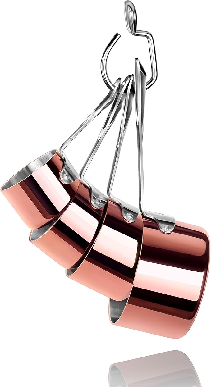 New Star Foodservice 43150 Stainless Steel 18/8 Measuring Cups with Brass Plated Body