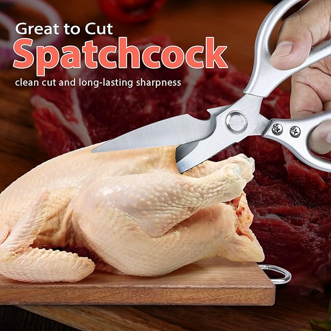 8.46'' Large Kitchen Scissors for Food, Heavy Duty All Purpose Kitchen Shears for Cutting Vegetable, Poultry, Meat, Herb, Stainless Steel Sharp Blade, Dishwasher Safe