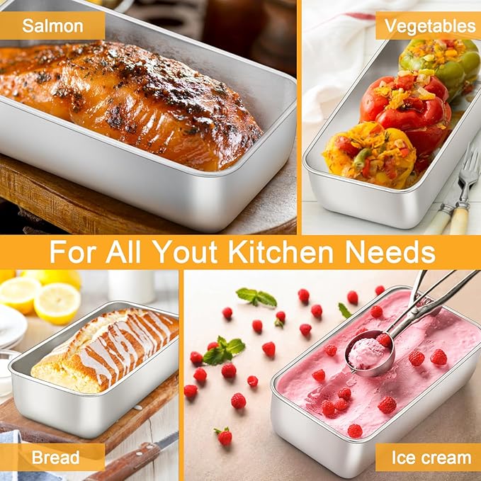 E-far Bread Pans for Homemade Bread, 14 Pack 9 x5 Inch Stainless Steel Loaf Pans, Rectangle Metal Bakeware for Baking Banana Loaf Meatloaf Brownies, Healthy & Non Toxic, Easy Release & Dishwasher Safe