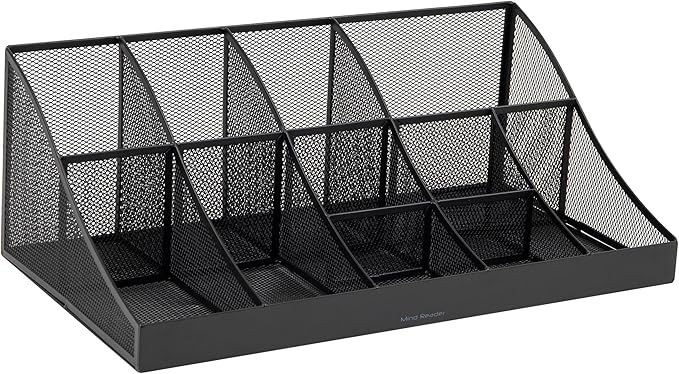 Mind Reader Countertop Organizer, 2-Tier Office Breakroom Supply Caddy, Metal Mesh, Black