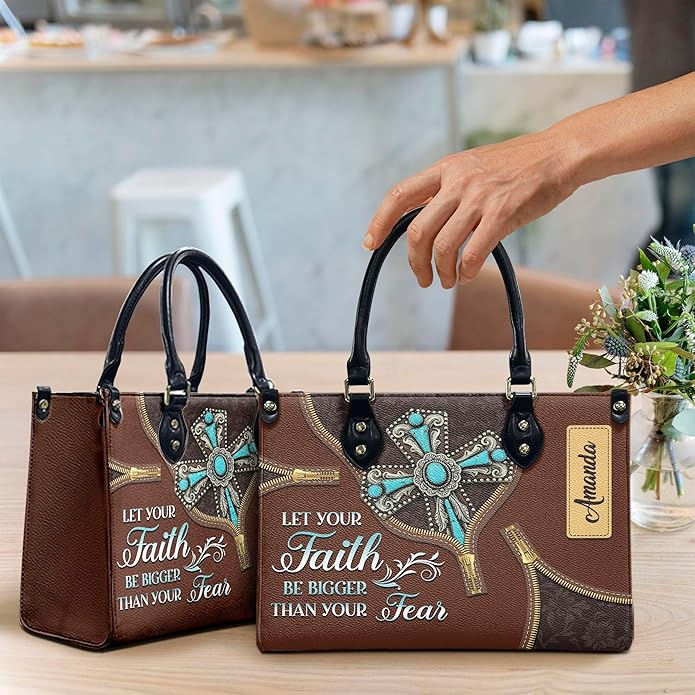 THUYPT Personalized Christian Leather Handbags, Handbag & Purse With Bible Verse Religious Tote Bag, Gift for Women
