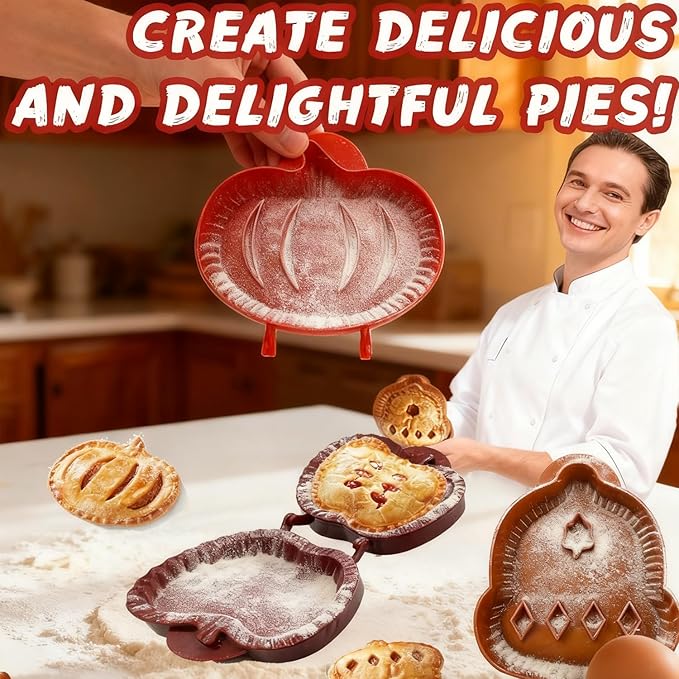 Holiday Mini Pie Mold, Christmas Dough Presser Pocket Pie Molds Fits,Party Food Apple Pie Mold, Party Potluck Hand Pie Molds, Pumpkin Cookie Cutters, for Festivals and Parties (3pcs)