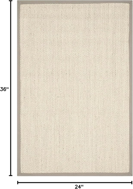 SAFAVIEH Area Rug 2x3 - Natural Fiber Collection - Marble & Khaki, Sisal, Woven Design with Border (NF143E)