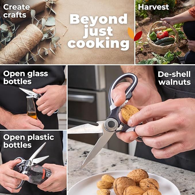 Gidli Kitchen Scissors & Shears 2 Pack - Lifetime Replacement Warranty* - Heavy Duty Kitchen Scissors - Stainless Steel All Purpose Ultra Sharp Cutting Scissor for Food and Meat, Dishwasher Safe