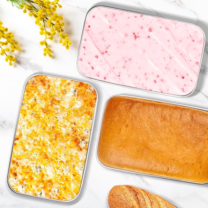4 Pack Loaf Pans, 9 × 6 Inch Stainless Steel Loaf Bread Pans, Meatloaf Baking Bread Tin, Loaf Pan for Bakings, Oven & Dishwasher Safe, Loafs Baking Pan for Homemade Meatloaf Cake Brownies