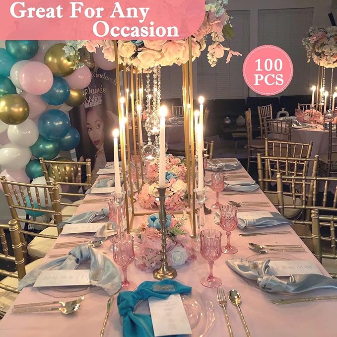 Plastic Wine Glasses,Plastic Goblets Vintage Style Cordial Drinking Glasses for Wedding Reception, Grand Event Party Supplies (100, Pink)