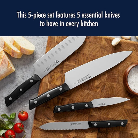 HENCKELS Dynamic Razor-Sharp 5-Piece Kitchen Knife Set, Chef Knife, Bread Knife, German Engineered Informed by 100+ Years of Mastery