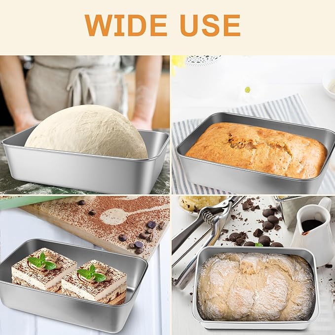 12Pcs Stainless Steel Loaf Pans,9x6 Inch Bread Pans for Homemade Bread, Loaf Pans Oven-Safe Banana Bread Pan for Baking Bread, Cakes, Sandwich (Silver, 12Pcs)
