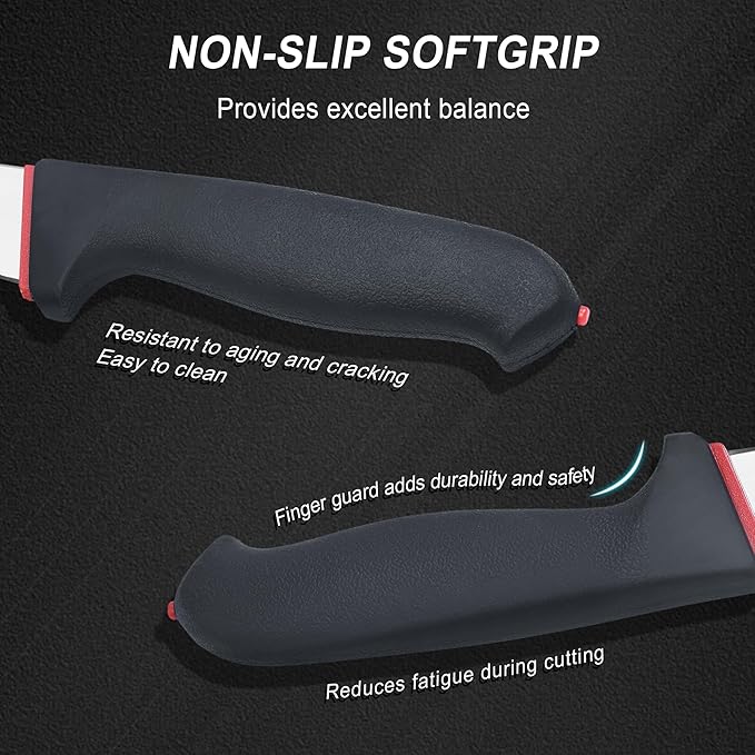 Santoku Knife 7 Inch With 1.4116 German Steel and Non-Slip Softgrip Handle, Razor-Sharp Stain Free Blade, Multi-Purpose Kitchen Knife for Vegetable Chopping, Precise Dicing, Meat Slicing