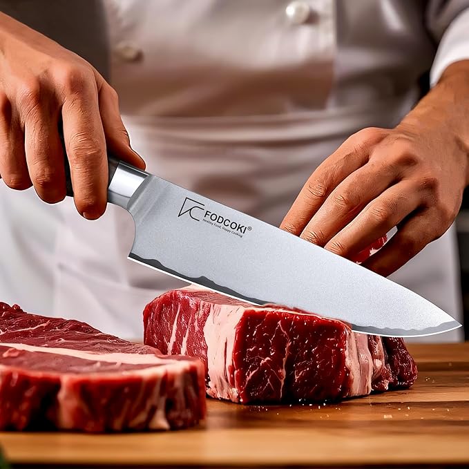 8 Inch Chef Knife, Sharp Kitchen Cutting Knife Japanese High Carbon Steel AUS10 with Ebony Wood Handle, Professional Chefs Knife for Meat Vegetable