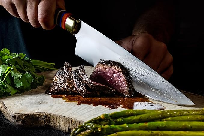 TOUCAN Chef Knife – 8-inch Blade Kitchen Knife – High-Hardness Japanese Steel Knives and Multicolored Handle – Ultra-Sharp Paring Knives – Birthday Gifts for Men and Women