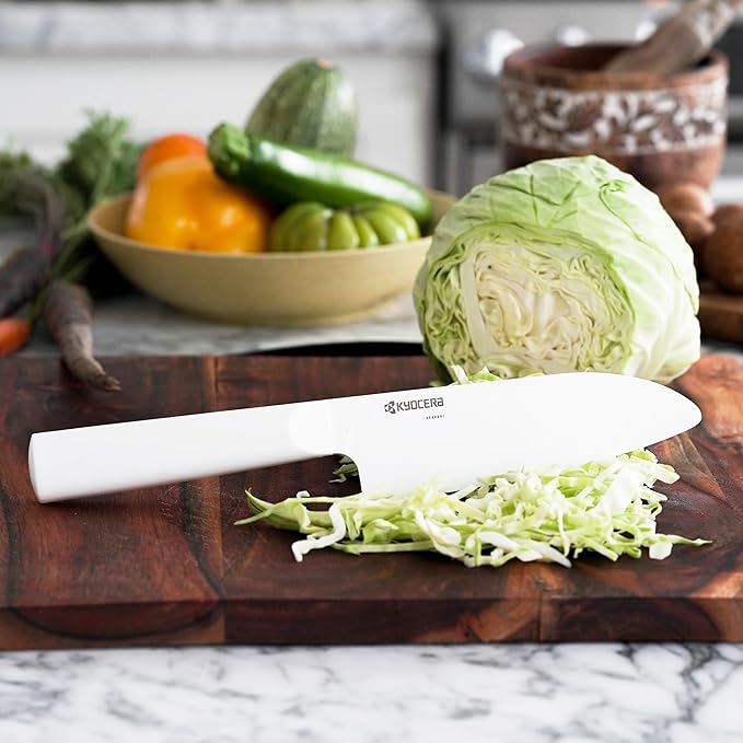 KYOCERA INNOVATIONwhite 5.5" Ceramic Santoku Knife - White Z212 Blade with Non-Slip White Handle