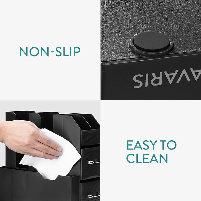 Navaris Coffee Capsule Holder and Organiser - Storage Box Coffee Accessories with 3 Compartment Drawers - Compatible with Most Standard Capsule Sizes - Black