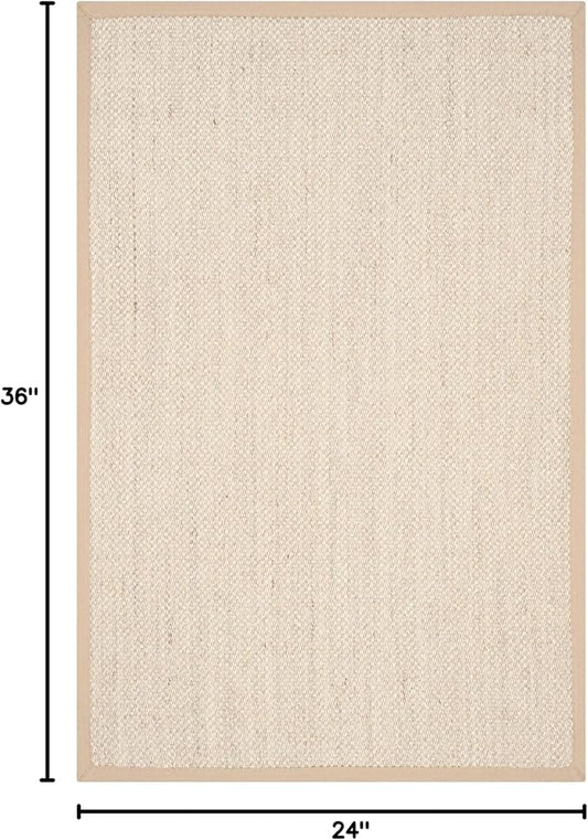 SAFAVIEH Area Rug 2x3 - Natural Fiber Collection - Marble & Linen Color, Sisal, Woven Design with Border (NF143B)