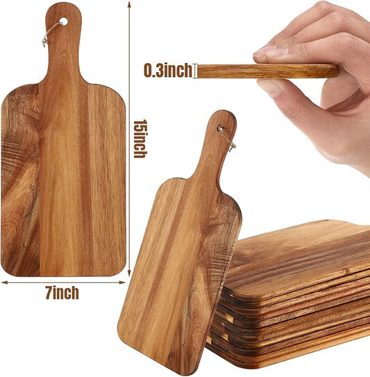 Irenare 18 Pcs Plain Cutting Board Set with Handles Laser Engraving Wooden Charcuterie Kitchen Serving Chopping Board Bulk for DIY Housewarming Mother's Day Gifts(Acacia,15 x 7 Inch)