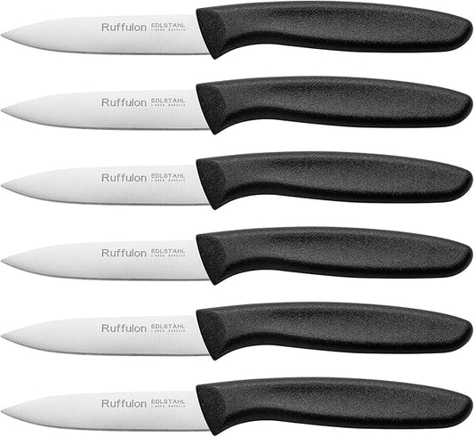 Paring Knife Fruit Knife Set (6 Pieces), Ultra Sharp Stainless Steel Vegetable and Fruit Knife with PP Plastic Ergonomic Handle for Cutting Fruits and Vegetables.
