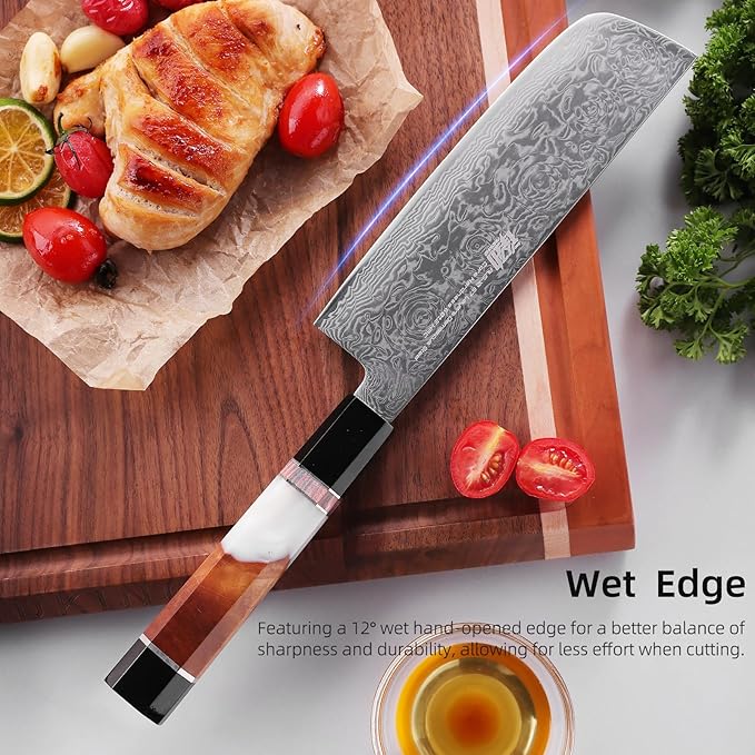 FINDKING 7 Inch Nakiri Vegetable Knife, Japanese Usuba Chef's Knife, Perfect for Home Cooking (BLACK-ROSE Series)