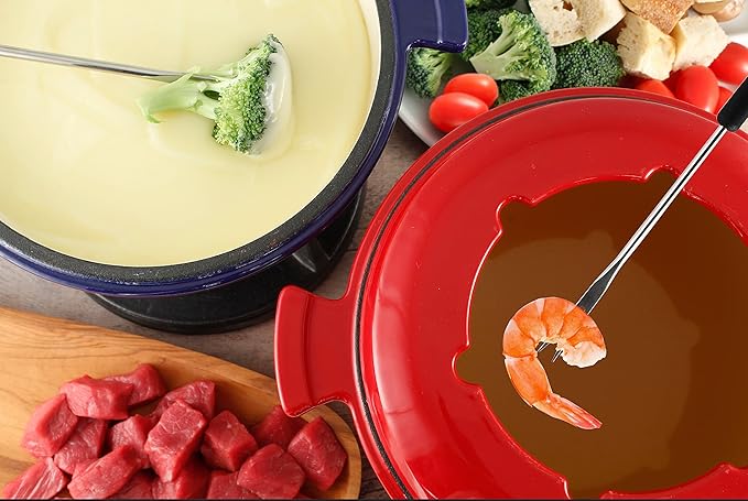 Swissmar Lucerne 10 Piece Cast Iron Fondue Set - Ideal for Melting Cheese, Chocolate, & Meat - Perfect for Kitchen Collection & Wedding Gift Giving - 2 Liter / 2 Quart - Matte Black