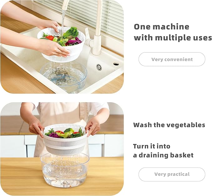 Electric Round Salad Spinner 4Qt – Hands-Free Drying with Large Capacity, Stable Balanced Spinning for Crisp Greens