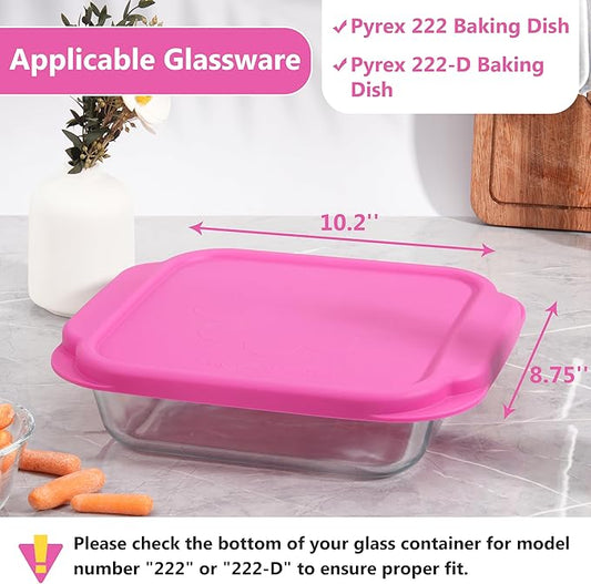 Silicone Lids for Pyrex 222丨222-D Glass Baking Dish, 1 Pack Silicone Lid for Pyrex Glass Baking Dish, Dishwasher & Freezer & Microwave Safe (Baking Dish Not included)