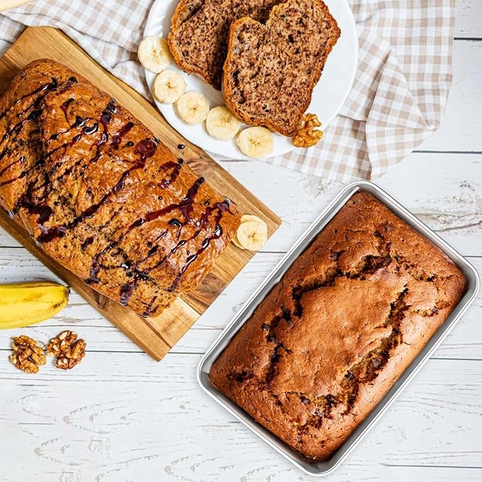 6 Pack Loaf Pan for Baking Bread, 304 Stainless Steel Bread Loaf Pan Meatloaf Pan for Homemade, Banana, Lasagna Cake, Brownies, Lasagnas, Oven & Dishwasher Safe