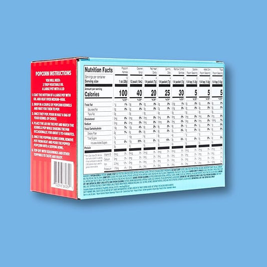 Thoughtfully, Family Movie Night Supplies Kit, Includes Popcorn Bags, Gourmet Popcorn Kernels, Seasonings and Candy Toppings, Gift Basket Idea