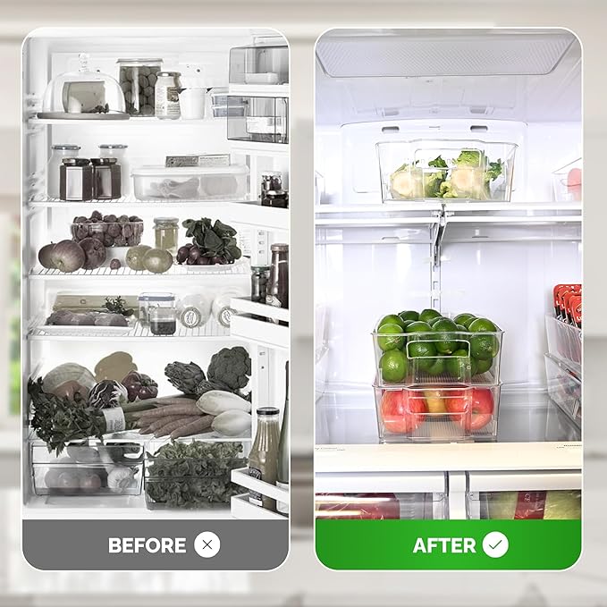 3 Pack Stackable Storage Bins - Plastic Storage Containers for Fridge, Pantry, Freezer, Closet & Kitchen, Clear Fridge Organizer Bins Ideal for Breastmilk, Baby Pouches & Formula Bottles | Small