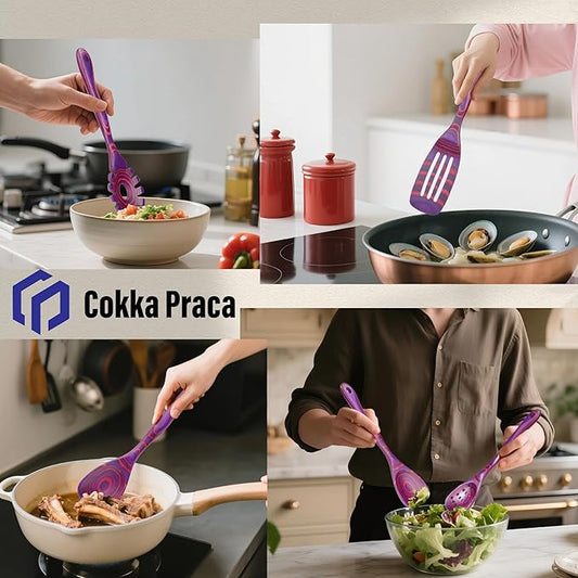 7 PCS Pakkawood Kitchen Utensils | Kitchen Cooking Utensil Set | Pakkawood Utensils | Non-Stick Wooden Spoons | Wooden Spoons for Cooking | Byzantium