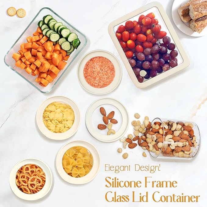 Urban Green Glass Food Storage Jar with Glass Lid, Food Canister Set with Airtight Lids, Pantry Storage Jar for Kitchen Organization. Food Storage Containers in Pack of 6, 16oz.