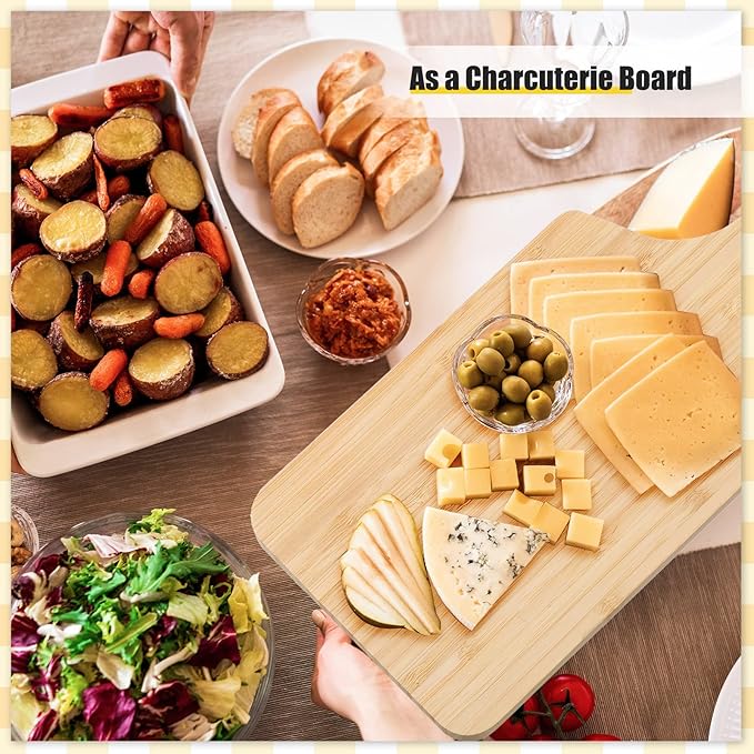 Zubebe 24 Pcs Cutting Board Bulk 11 x 5 Inch Wood Chopping Board Blank Small Laser Engraving Mini Charcuterie Serving Boards for Wedding Housewarming Gift (Bamboo)