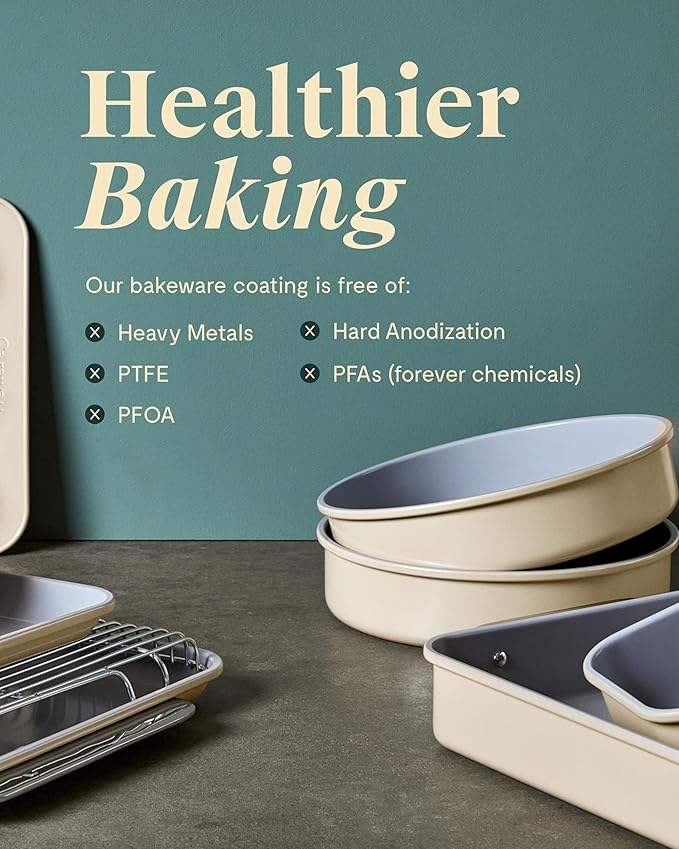 Caraway Non-Stick Ceramic 1 lb Loaf Pan Duo - Naturally Slick Ceramic Coating - Non-Toxic, PTFE & PFOA Free - Perfect for Pound Cakes, Breads, & More - Cream