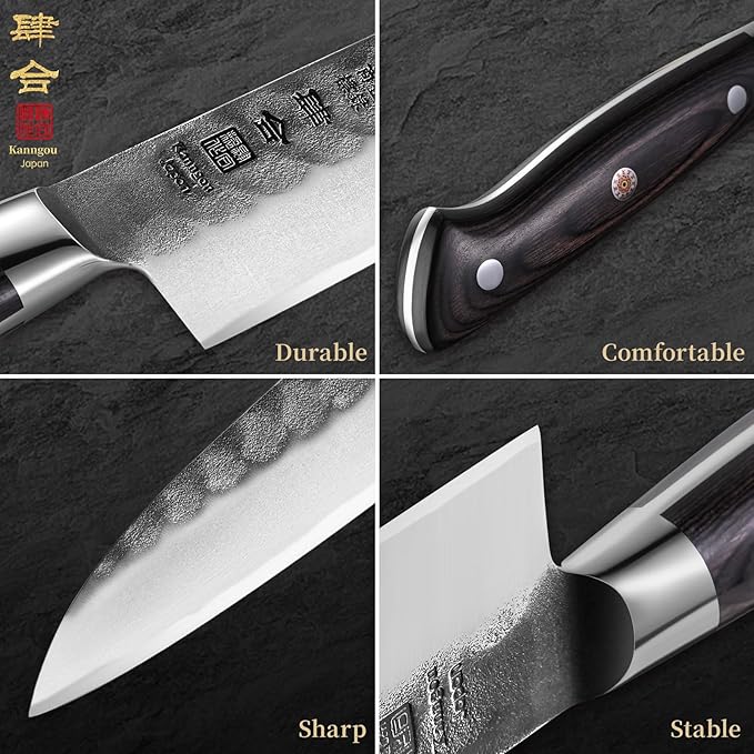 240mm Gyuto Knife, 9.5 Inch Japanese Chef Knife with AUS-8 Alloy Steel, Black Forged Japanese Carving Knives for Meat with Full-Tang Pakkawood Hanle, Premium Box for Husband, Dad