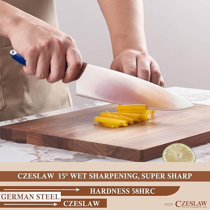 Chef Knife 2pcs, 8" Chef's Knife & 5" kitchen knives, Razor Sharp Professional Japanese Chef Knife, Forged from High Carbon German Steel,Full Tang Prussia Blue Handle,cooking gifts cooks
