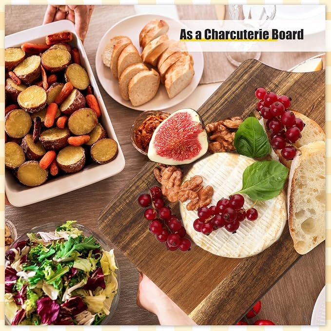6 Pcs Cutting Board Bulk Kitchen Thicken Chopping Platter with Handles Wooden Charcuterie Serving Trays Blank Wood Boards for Engraving Wedding Housewarming(Acacia Wood,11 x 5 Inch)