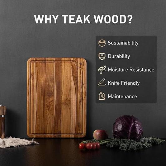 Teak Cutting Board 15inch Non Slip Over Sink Kitchen 2025 First Apartment Essentials Wooden Cutting Board New Home Must Haves Accessories House Warming Decor Housewarming Hostess Host Gifts L