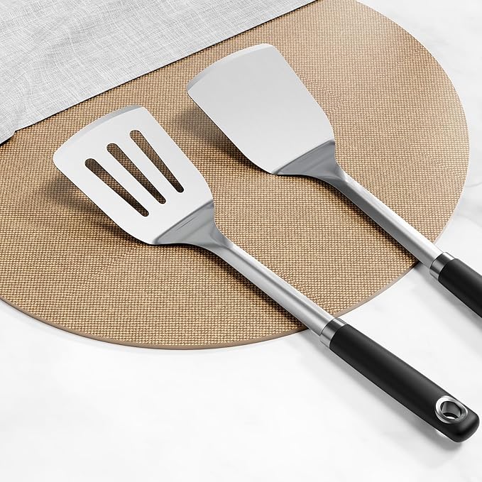 Stainless Steel Spatula Set, 1PC Heavy Duty Turner/Metal Spatula, High Heat Resistant Kitchen Cooking Utensils, Ideal Cookware for Frying Steak, Fish, Eggs or Pancakes