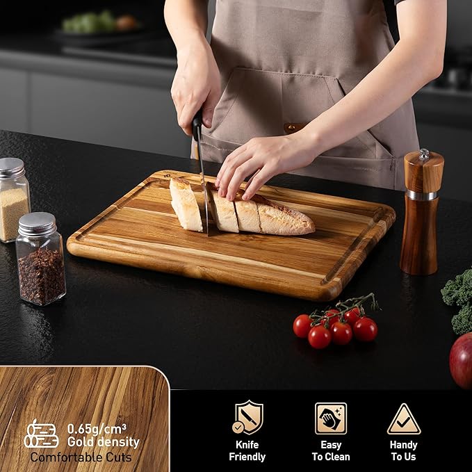 Teak Cutting Board 15inch Non Slip Over Sink Kitchen 2025 First Apartment Essentials Wooden Cutting Board New Home Must Haves Accessories House Warming Decor Housewarming Hostess Host Gifts L