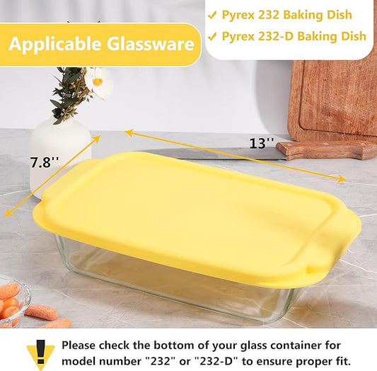 Silicone Lids for Pyrex 232丨232-D Glass Baking Dish, 1 Pack Silicone Lid for Pyrex Glass Baking Dish, Dishwasher & Freezer & Microwave Safe (Baking Dish Not included)