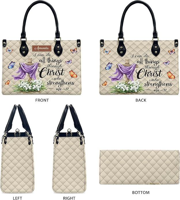 THUYPT Personalized Christian Leather Handbags, Handbag & Purse With Bible Verse Religious Tote Bag, Gift for Women