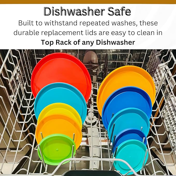 2 Cup/470 mL Orange, Red, Blue Replacement Lids/Covers for Pyrex 7200-PC, 2 Cup/16oz Anchor Hocking & Klare Ware Storage Bowls *Lids Only* - *Glass Container Not Included* (6 Pack, Orange, Red, Blue)