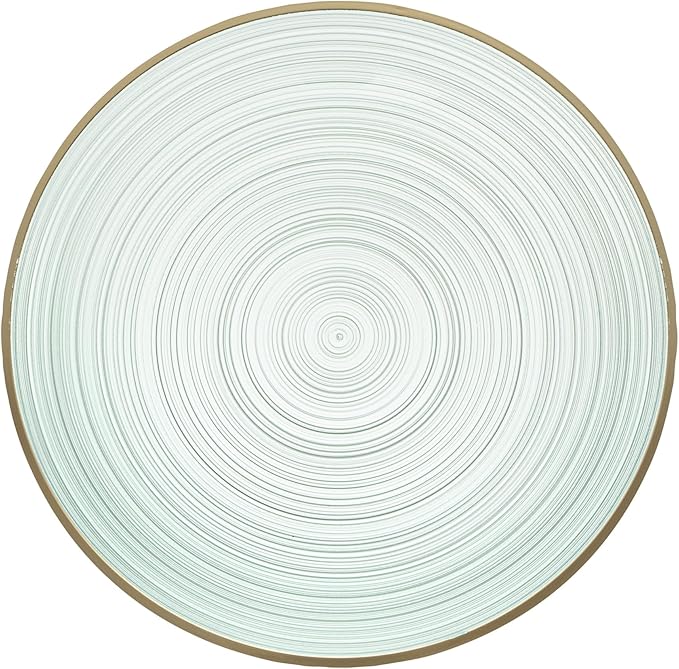 Restaurantware Plastic Plates 100 Pcs 7.25" Gold Rimmed Disposable Plates Heavy-Duty Green Translucent Rippled Plastic Dinner Servers for Party, Weddings, Salads, Desserts, and Appetizers