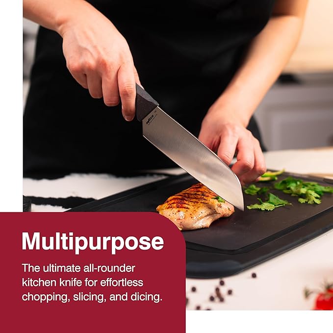 Zyliss Comfort Knife - Japanese Stainless Steel Blade - Non-Slip Contoured Handle for All Hand Sizes - Kitchen Tools with Safety Kitchen Blade Guards - Dishwasher Safe - 5.9" Santoku Knife
