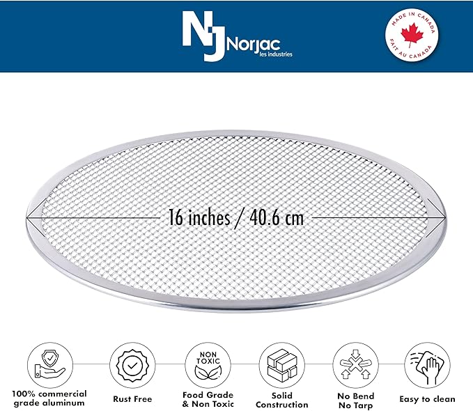 Norjac 16 Inch Pizza Screen, 6 Pack – Aluminum Mesh for Oven, Seamless, Rust-Free, Durable Baking Trays for Crispy Crusts